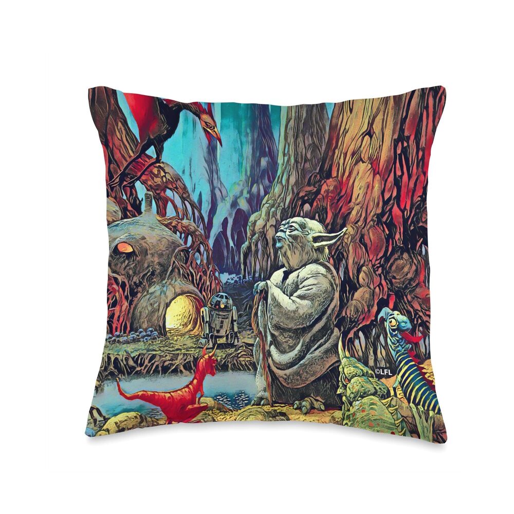 2167 Yoda and R2-D2 on Dagobah Throw Pillow